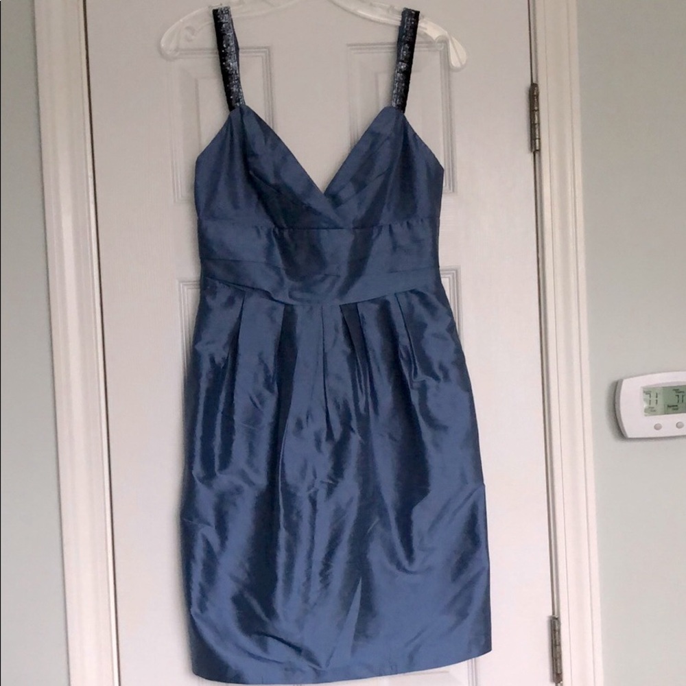BCBG Silk silver blue cocktail dress XS-S